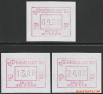 België 1989 - Mi:autom 19, Yv:TD 25, OBP:ATM 76 Set, Machine Stamp - XX - Benelux 89 9-13-24 - Nuovi