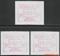 België 1990 - Mi:Autom 20, Yv:TD 26, OBP:ATM 77 Set, Machine Stamp - XX - Scindafil 90 - Nuovi
