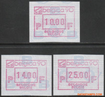 België 1990 - Mi:Autom 21, Yv:TD 27 I, OBP:ATM 78 Set, Machine Stamp - XX - Belgica 90 - Nuovi