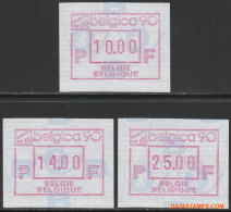België 1990 - Mi:Autom 21, Yv:TD 27 II, OBP:ATM 79 Set, Machine Stamp - XX - Belgica 90 - Neufs
