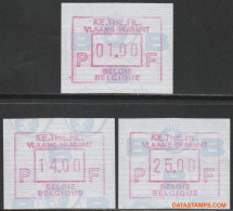 België 1990 - Mi:autom 23, Yv:TD 31, OBP:ATM 82 Set, Machine Stamp - XX - Ke.the.fil. - Mint