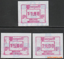 België 1992 - Mi:Autom 27, Yv:TD 36, OBP:ATM 87 Set, Machine Stamp - XX - Cf - Vise - Nuovi