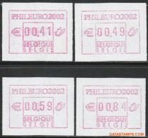 België 2002 - Mi:Autom 52, Yv:TD 57, OBP:ATM 109 Set, Machine Stamp - XX - Phil Euro 2002 - Nuovi