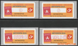 België 2009 - Mi:Autom 65, Yv:TD 73, OBP:ATM 122 Set, Machine Stamp - XX - Antverpia 2010 Fleurus - Mint