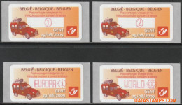 België 2009 - Mi:Autom 67, Yv:TD 75, OBP:ATM 124 Set, Machine Stamp - XX - Postal Vehicles Then And Now - Nuovi