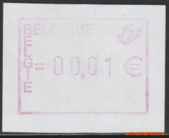België 2001 - OBP:ATM 107b GD/IG, Machine Stamp - XX - Mailing Vignette In Euro Gum Print - Neufs
