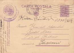 Romania, 1940, WWII Military Censored CENSOR ,POSTCARD STATIONERY  POSTMARK SACUIENI - Lettres 2ème Guerre Mondiale