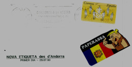 Sobre Avec Etiquete  Yelow Utilizada En Andorra 1993 - Franking Machines (EMA)