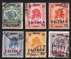 ERITREA — SCOTT 82//87 — 1924 ANIMALS, BLUE/RED OVERPRINTS — USED — SCV $108.00 - Eritrea