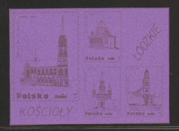 POLAND SOLIDARNOSC SOLIDARITY 1988 LODZ CHURCHES MS ON RARE PURPLE PAPER ARCHITECTURE CHURCH RELIGION - Vignettes Solidarnosc