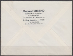 Maison FERRAND  " COIFFEUR De THEATRES "   Sur Enveloppe  De 06 NICE  Le 23 6 1965  Pour 92 LA GARENNE - Lettres & Documents