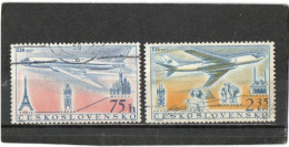 TCHECOSLOVAQUIE   1957  Poste Aérienne  Y.T. N° 45  46  Oblitéré - Poste Aérienne