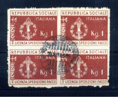 1944 Repubblica Sociale Italiana RSI Franchigia Militare S1 Bruno Rosso, Quartina, Annullato - Used