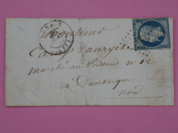 AU 20 FRANCE BELLE LETTRE 3 JUIN 1853 NAPOLEON  N°10 ROUBAIX    A DUNKERQUE+++AFFR. INTERESSANT++ - 1852 Louis-Napoléon