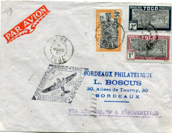 TOGO LETTRE PAR AVION DEPART LOME 4 MARS 37 TOGO POUR LA FRANCE - Lettres & Documents