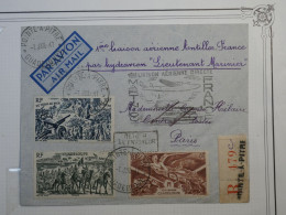 C GUADELOUPE BELLE LETTRE RRR 1947 IERE LIAISON PAR HYDRAVION LIEUTENANT MARINIER POINT A PITRE A PARIS FRANCE++ - Airmail