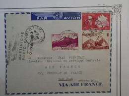 BP14 MARTINIQUE  BELLE LETTRE RR 1948 IER LIAISON AERIENNE  A PUERTO RICO+ AFFR. PLAISANT+++ - Airmail