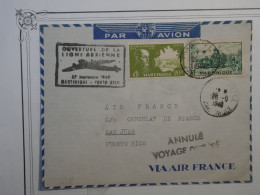 BP14 MARTINIQUE  BELLE LETTRE RR 1948 IER LIAISON AERIENNE  A PUERTO RICO++VOYAGE DIFFéRé+ - Posta Aerea