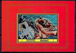 Manama Space Moon Landing Astronauts Imperf M/s MNH - Altri & Non Classificati