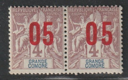 GRANDE COMORE - N°21A * (1912) Surcharge Espacée Tenant à Normal - Unused Stamps