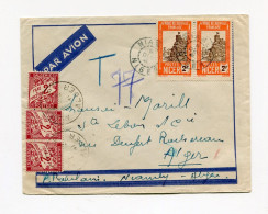 !!! LETTRE PAR AVION DE NIAMEY POUR ALGER DE 1941 TAXEE A L'ARRIVEE EN ALGERIE - Storia Postale