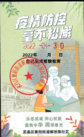 CHINA CHINE 2022 武汉核酸检测卡 Wuhan Nucleic Acid Detection Card 5.4 X 9.0 CM - 30 - Autres & Non Classés