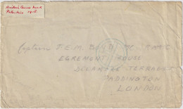 GB / Palestine - Ca.1918 Scarce CROSS IN DOUBLE CIRCLE Censor Mark On Cover (FRONT ONLY) Addressed  To London - Briefe U. Dokumente