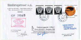 TAAF - Env. Affr 0,50 Chaudron De Phoquier + Blasons Obl Alfred Faure Crozet 9/11/2006 + Divers Cachets OP 2006/3 - Lettres & Documents