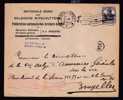 DDDD 821 -- Enveloppe TP Germania ANTWERPEN 1918 - Censure Dito - Entete Fédération Nationale Des Archers Belges - Tiro Con L'Arco