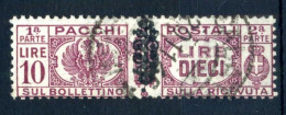 1945 LUOGOTENENZA PACCHI POSTALI N.58 USATO 10 Lire - Paketmarken