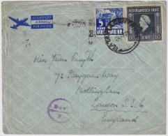 INDES NÉERLANDAISES / DUTCH EAST INDIES - 1948 Air Mail Cover From BATAVIA To London - "DEV. / 2" Currency Control Mark - Indes Néerlandaises