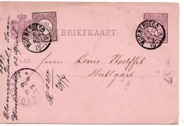 64612 - Niederlande - 1897 - 2.5c. Ziffer GAKte M ZusFrankatur WORMERVEER -> STUTTGART (Deutschland) - Cartas & Documentos