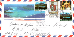 POLYNESIE AFFRANCHISSEMENT COMPOSE SUR LETTRE POUR LA FRANCE 1985 - Covers & Documents