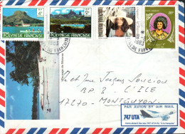 POLYNESIE AFFRANCHISSEMENT COMPOSE SUR LETTRE POUR LA FRANCE 1983 - Covers & Documents