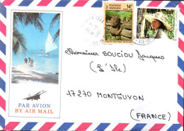 POLYNESIE AFFRANCHISSEMENT COMPOSE SUR LETTRE POUR LA FRANCE 1985 - Covers & Documents