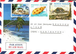 POLYNESIE AFFRANCHISSEMENT COMPOSE SUR LETTRE POUR LA FRANCE 1989 - Covers & Documents