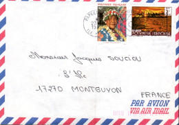 POLYNESIE AFFRANCHISSEMENT COMPOSE SUR LETTRE POUR LA FRANCE 1987 - Covers & Documents