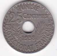 Protectorat Français 25 Centimes 1938 , Bronze Nickel, Lec# 135 - Túnez