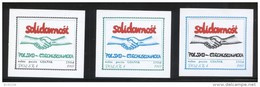 POLAND SOLIDARITY SOLIDARNOSC WOLNA POCZTA GDANSK 1989 CZECHOSLOVAKIA FRIENDSHIP SHAKING HANDS SET OF 3 PEACE - Vignettes Solidarnosc