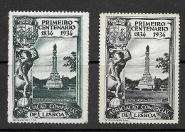 Portugal Vignette Ass. Commerciale Lisbonne Statue Afonso De Albuquerque Vice-roi Inde 1934 Cinderella India Viceroy - Emissions Locales