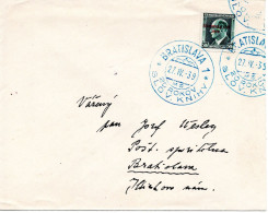 64666 - Slowakei - 1939 - 50h Aufdruck EF A OrtsBf SoStpl BRATISLAVA - 20 ROKOV SLOV. KNIHY - Lettres & Documents