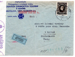64675 - Slowakei - 1941 - 3Ks Hlinka EF A LpBf BRATISLAVA -> Boehmen & Maehren, M Dt Zensur, O Etw Reduziert (Marke OK) - Covers & Documents