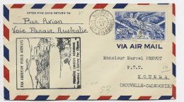 NOUVELLE CALEDONIE PA 8FR SEUL LETTRE COVER AVION NOUMEA 26 FEVR 1947 VOIS PANAIE AUSTRALIE PREMIERE LIAISON AERIENNE - Cartas & Documentos
