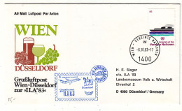 Nations Unies - Vienne - Lettre De 1983 - Oblit Wien  - Vol  Spécial Wien Düsseldorf - Bateaux - Bierre - Vin - - Brieven En Documenten