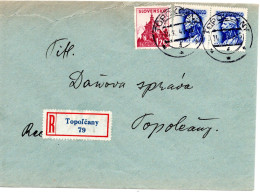 64699 - Slowakei - 1944 - 2@1,30Ks Hlinka MiF A OrtsR-Bf TOPOL'CANY - Lettres & Documents