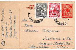 64712 - Jugoslawien - 1959 - 17Din GAAntwKte (Frageteil) M ZusFrankatur ZAGREB -> DDR - Lettres & Documents