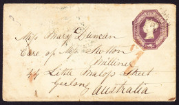 1856 Ausgeschnittene 6d Marke Auf Taxiertem Kleinen Brief Nach GEELONG, Australien. Briefklappe Fehlt. - Covers & Documents