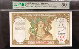 Tahiti Banque De L'indocine 1963-65 Pick#14d PMG 50 About Unc Staple Holes Lotto.2842 - Papeete (Polynésie Française 1914-1985)