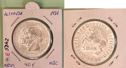 E5842 MONEDA ALEMANIA 5 MARCOS 1921 MBC 40 - 5 Reichsmark