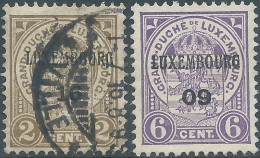 Lussemburgo - Luxembourg - 1912 Coat Of Arms,Overprinted On 2C Obliterated  & 6C Mint - 1907-24 Ecusson